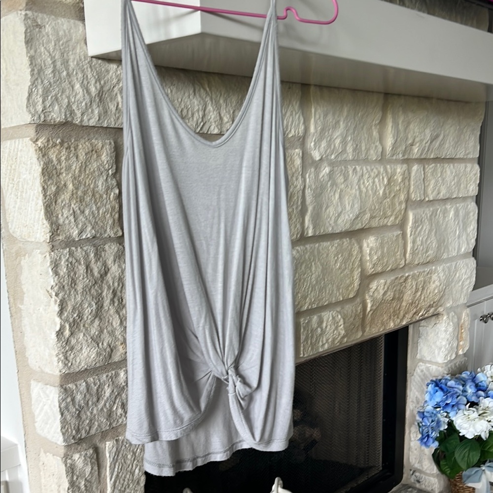 Gray Women's Knotted Tank Top